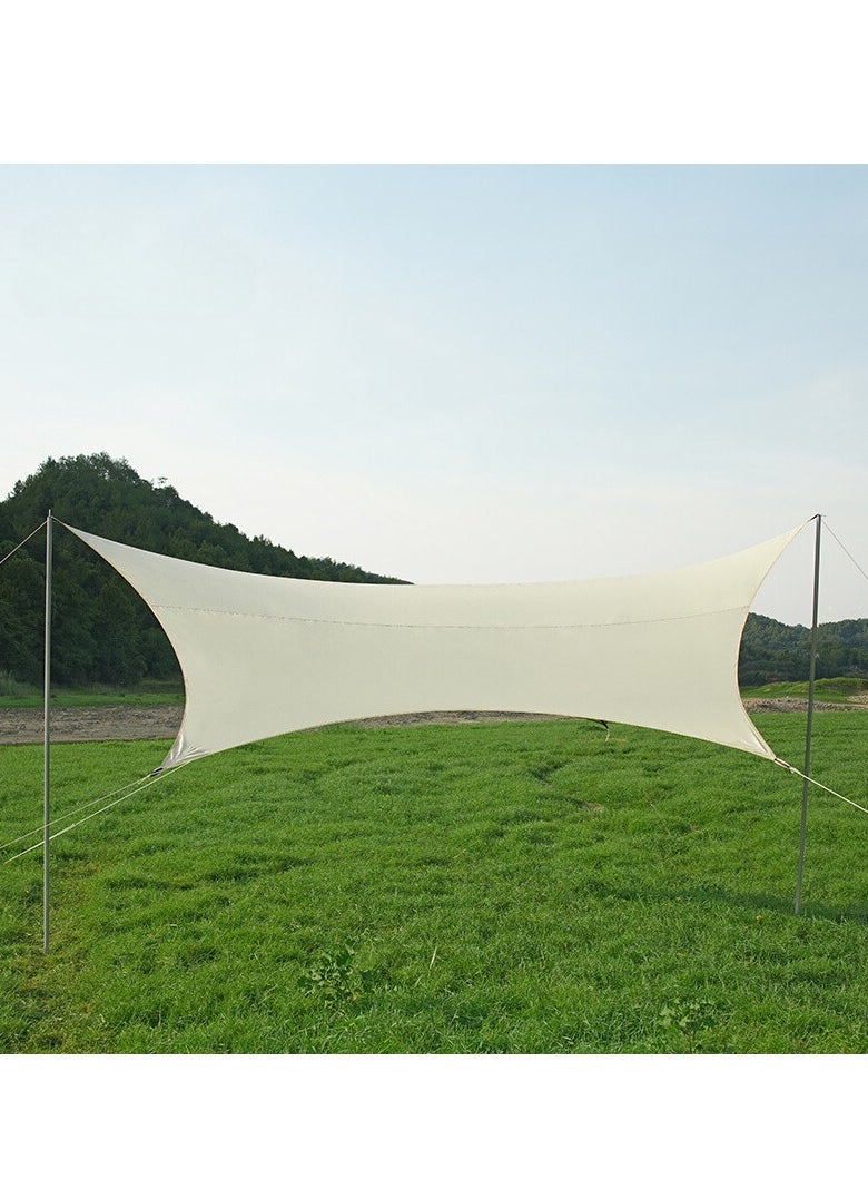Manful Hexagonal Camping Tarp large area covered, suitable for 6-9 people, equipped with support poles, UV and waterproof, backyard camping, beach, deck, park and carport, sand  - Image 4