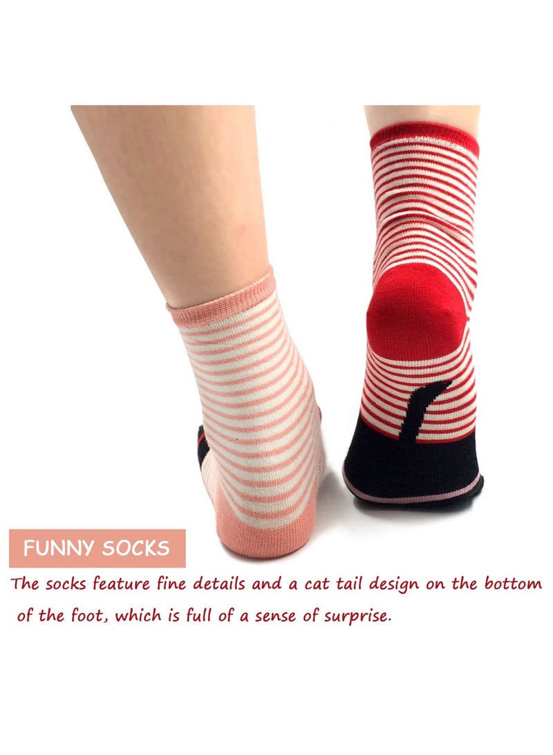 KASTWAVE 5 Pack Cartoon Fashion Five Finger Socks, Colorful Cotton Five Finger Socks, Athletic Running Toe Socks, Suitable for Ladies - Image 3