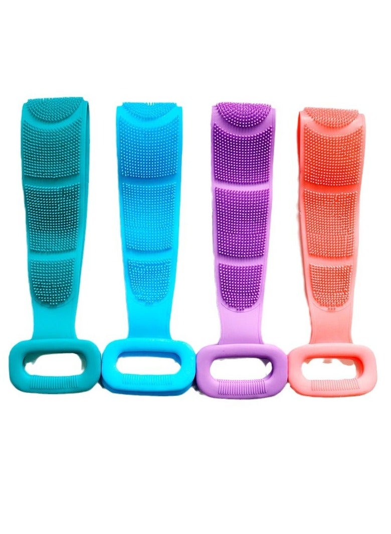Back Scrubber for Shower Bath Scrub Body Brush Silicone Back Brush Extra Long Exfoliating Body Scrubber With Handle, Deep Clean and Invigorate Skin, for Men and Women（4pice） - Image 1