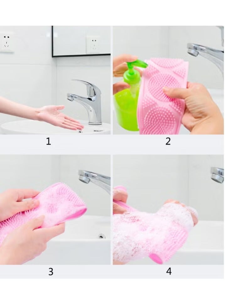 Back Scrubber for Shower Bath Scrub Body Brush Silicone Back Brush Extra Long Exfoliating Body Scrubber With Handle, Deep Clean and Invigorate Skin, for Men and Women（4pice） - Image 5