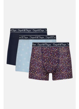 Men 3 Pack Allover Print Boxer Briefs, Light Blue