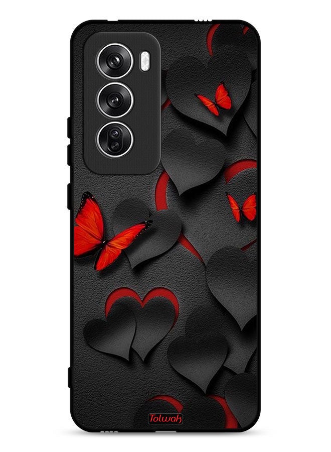 Tolwak Oppo Reno12 5G Protective Case Cover Hearts And Butterflies Pattern - Image 1