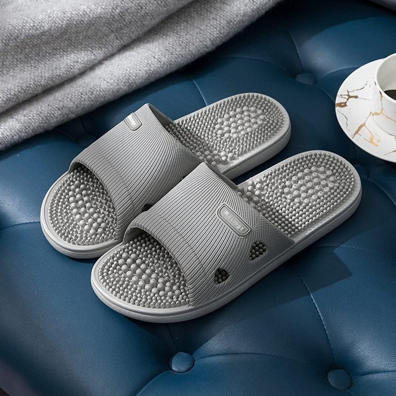 Plantar Fasciitis Acupuncture Massage Slippers For Women Men Foot Reflexology & Acupressure Massage Sandals Non-Slip Home Shower Shoes Arthritis Neuropathy Pain Relief (Color : Gray, Size : 40/41 EU - Image 2