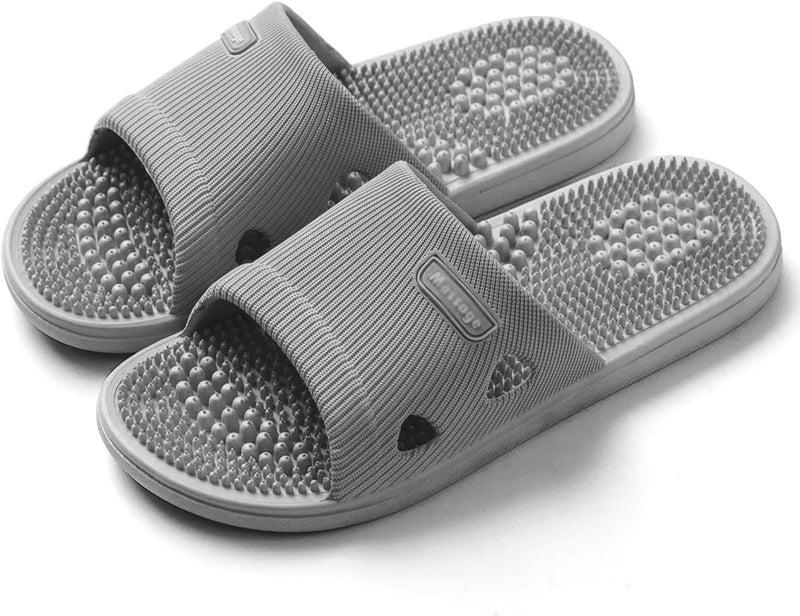 Plantar Fasciitis Acupuncture Massage Slippers For Women Men Foot Reflexology & Acupressure Massage Sandals Non-Slip Home Shower Shoes Arthritis Neuropathy Pain Relief (Color : Gray, Size : 40/41 EU - Image 1