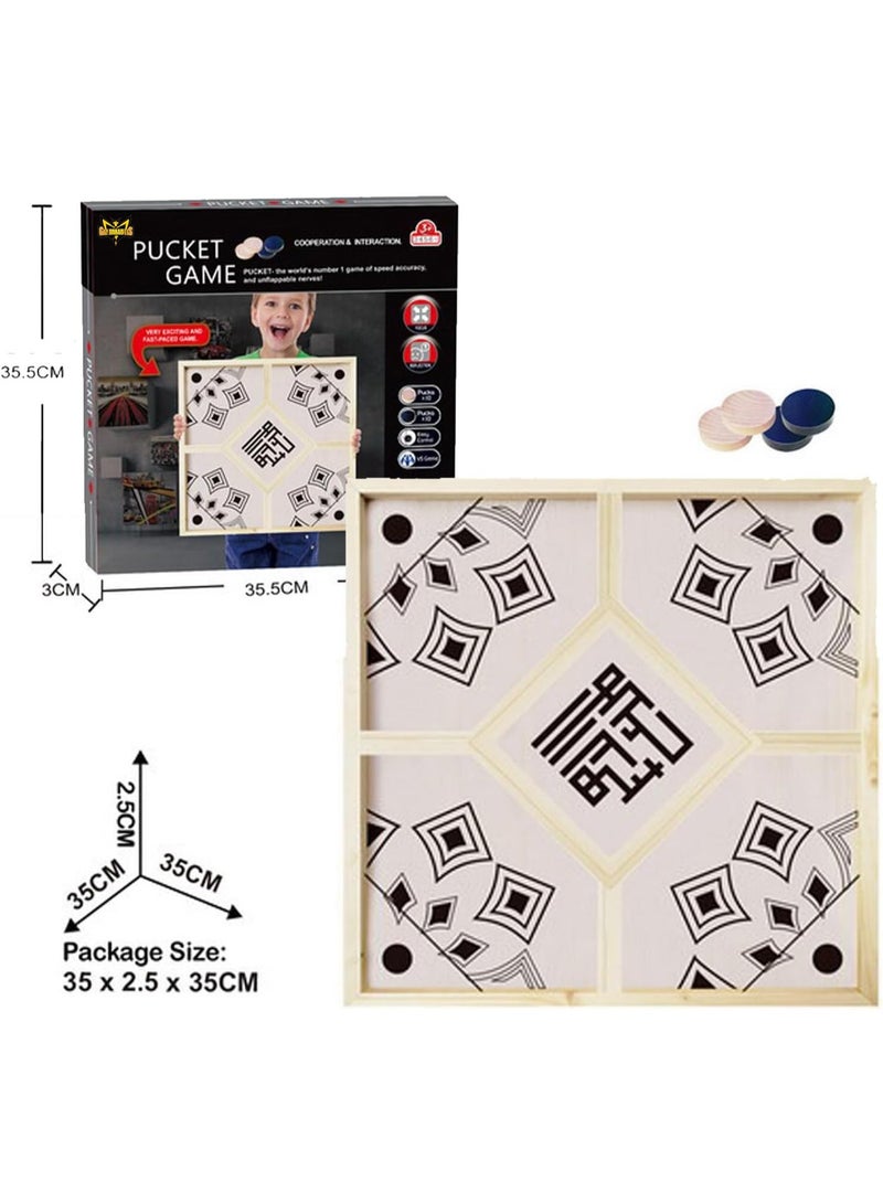 GOLD MANTIS Wooden Carrom Board Game Set – Classic Indoor Family Game with Coins & Striker – Smooth Playing Surface for Kids & Adults – Traditional Carrom Board 32x32 Inches - Image 2