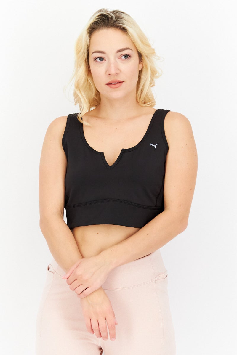 PUMA Women Sportswear Fit Brand Logo Training Crop Top, Black - Image 1