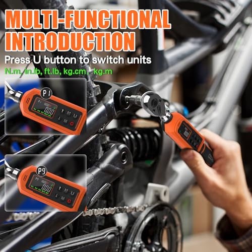 coobeast Digital Torque Wrench 1/4 Drive, 0.33-22.1 Ft.lbs./0.45-30Nm Range, Electronic Torque Screwdriver with Dual Direction Ratchet, Buzzer and LED Alert for Bicycle, Bike, DIY and Home Repair - Image 5