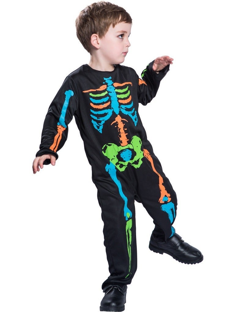 general Children's colorful skeleton jumpsuit costume for themed parties and school events - Image 2