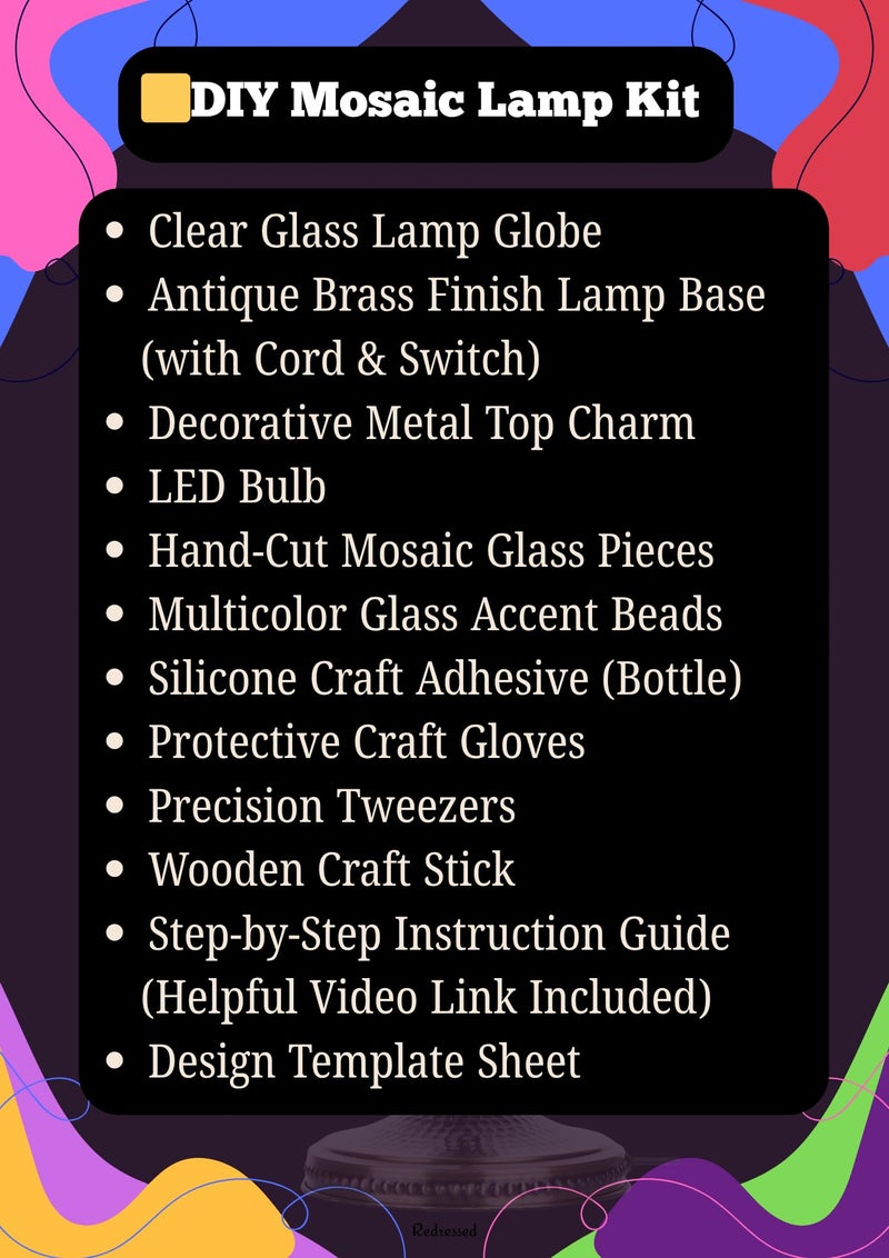 DEMMEX DIY Turkish Moroccan Mosaic Lamp Making Kit â€“ No Grout â€“ Fun, Easy, No Experience Required â€“ Complete Mosaic Art & Craft Project Kit for Adults & Teens â€“ Make Your Own Table Lamp (Brown&Amber) - Image 2