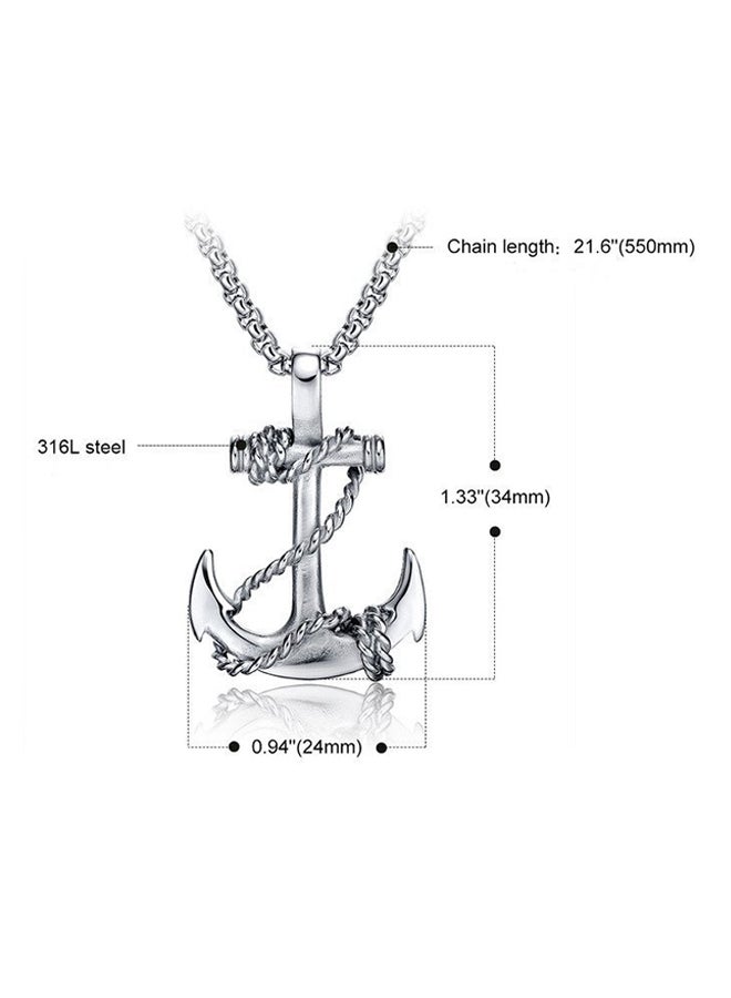Stainless Steel Anchor Pendant Necklace - Image 2
