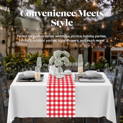 Grandipity Red Gingham 6 Pack Checkered Premium Disposable Plastic Table Runner 14 x 108 Inch. Table Runner for Dinner Parties & Events by Grandipity - Image 3
