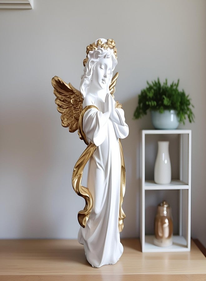 ALILA White Praying Angel Statue With Wings Figurine For Home Living Room Garden Shelf Mantel Decor Decoration Gifting Item, 12 Inches, Fantasy - Image 3