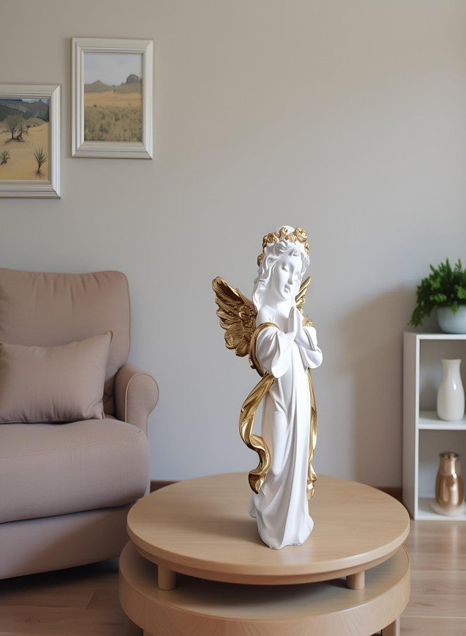 ALILA White Praying Angel Statue With Wings Figurine For Home Living Room Garden Shelf Mantel Decor Decoration Gifting Item, 12 Inches, Fantasy - Image 2