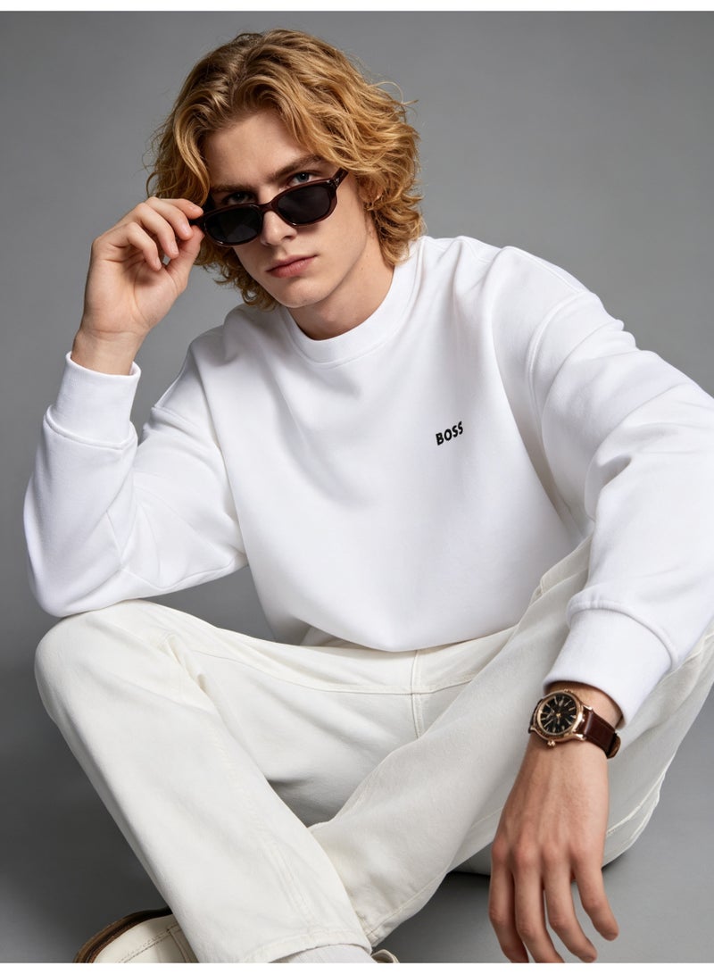 BOSS Men’s and Women’s Crew Neck Sweatshirt Casual Long Sleeve Top White - Image 1