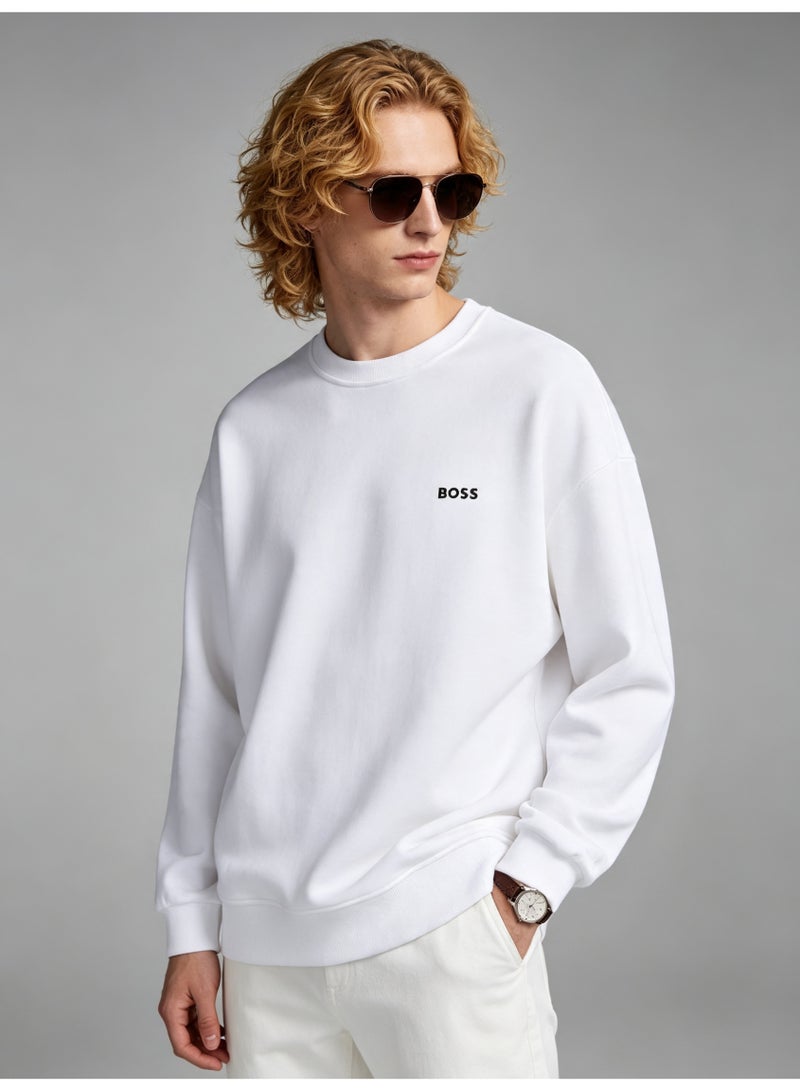 BOSS Men’s and Women’s Crew Neck Sweatshirt Casual Long Sleeve Top White - Image 4