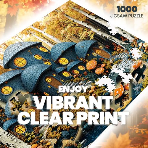 lamplig Puzzles for Adults 1000 Pieces Forest Mushroom Jigsaw Puzzle Stone House Puzzles 1000 Pieces Creative Games and Gifts Thanksgiving Puzzle for Adults 275x196 11 Poster - Image 5