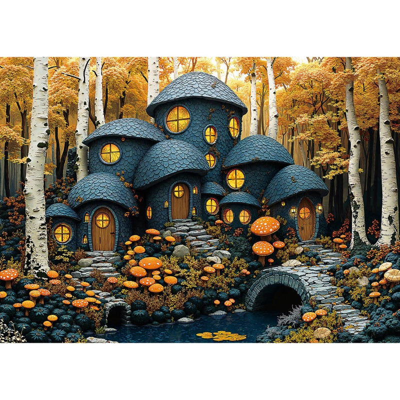 lamplig Puzzles for Adults 1000 Pieces Forest Mushroom Jigsaw Puzzle Stone House Puzzles 1000 Pieces Creative Games and Gifts Thanksgiving Puzzle for Adults 275x196 11 Poster - Image 3