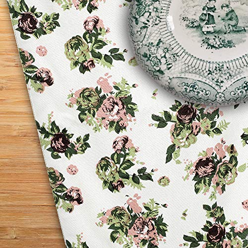 Dekor World 1 Piece Cotton Rose Printed Green Table Runner-(33x240 cm)-8 Seater Dinning & Center Table - Image 4