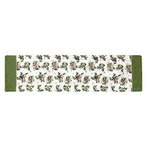 Dekor World 1 Piece Cotton Rose Printed Green Table Runner-(33x240 cm)-8 Seater Dinning & Center Table - Image 3