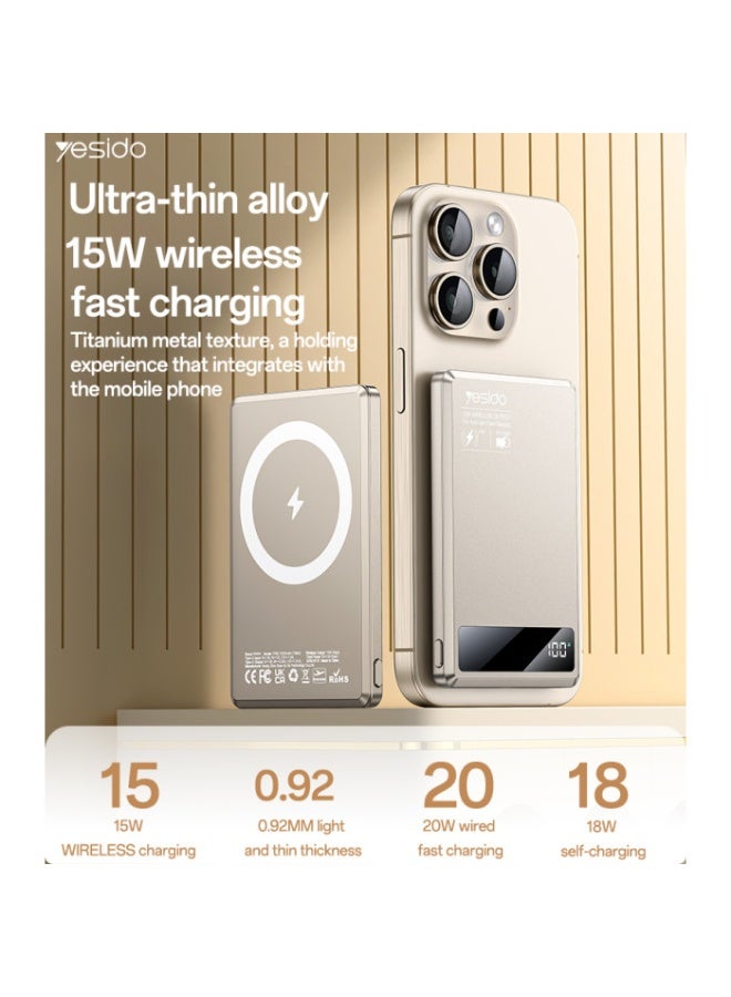يسيدو YP66 5000mAh 15W شحن سريع لاسلكي شاشة رقمية بنك طاقة مغناطيسي من سبائك الألومنيوم - Image 2