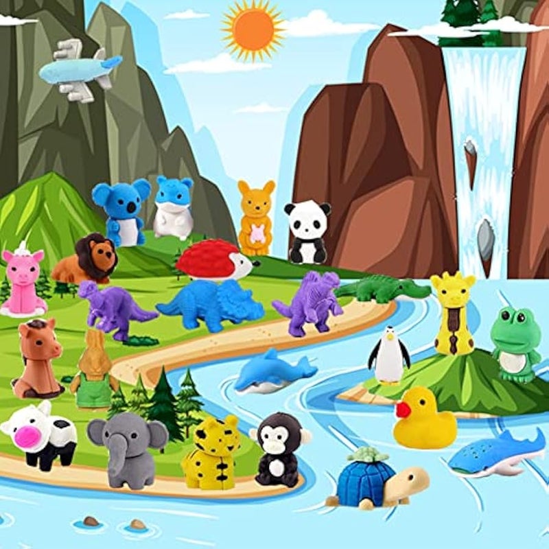 110Pcs Animal Erasers Kids Pencil Eraser Desk Pet Puzzle Eraser 3D Bulk Mini Food Vegetable Sport Fruit Car Take Apart Eraser for Party Favors Classroom Rewards Game Prizes Treasure Box Gift Exchange - Image 5