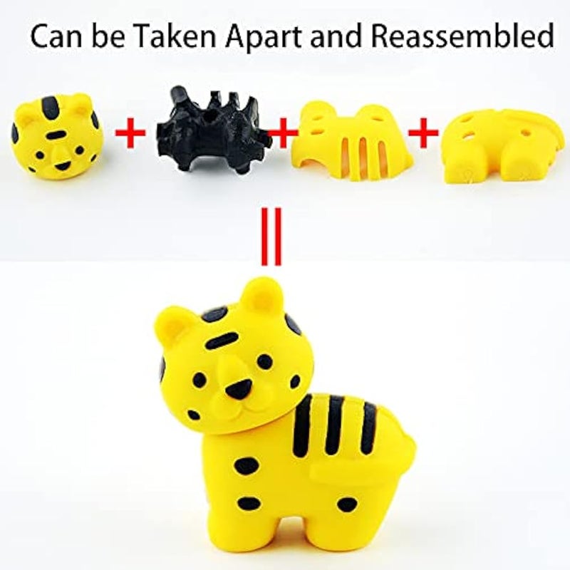 110Pcs Animal Erasers Kids Pencil Eraser Desk Pet Puzzle Eraser 3D Bulk Mini Food Vegetable Sport Fruit Car Take Apart Eraser for Party Favors Classroom Rewards Game Prizes Treasure Box Gift Exchange - Image 4