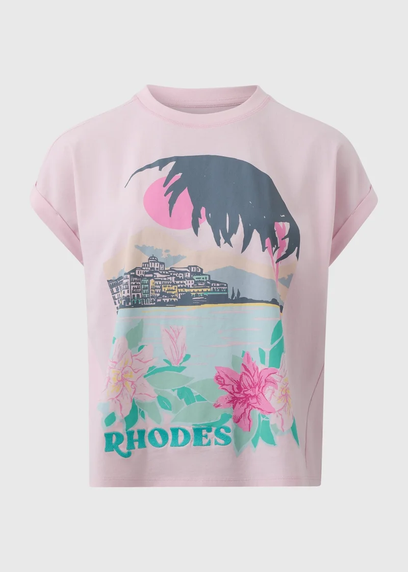 Matalan Pink Embellished Rhodes Graphic T-Shirt