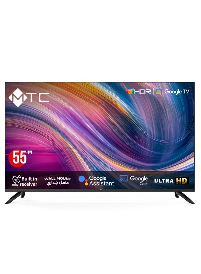 إم تي سي شاشة 55 بوصة GOOGLE  TV سمارت MT55UH450GO-UHD