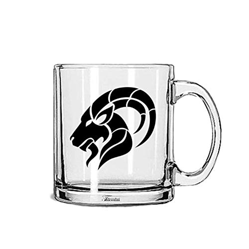 TONKWALAS " Capricorn Sign Printed Quote Transparent Glass Coffee Mug for Gifting (325 ML) - Image 1