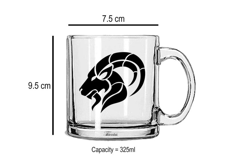 TONKWALAS " Capricorn Sign Printed Quote Transparent Glass Coffee Mug for Gifting (325 ML) - Image 3