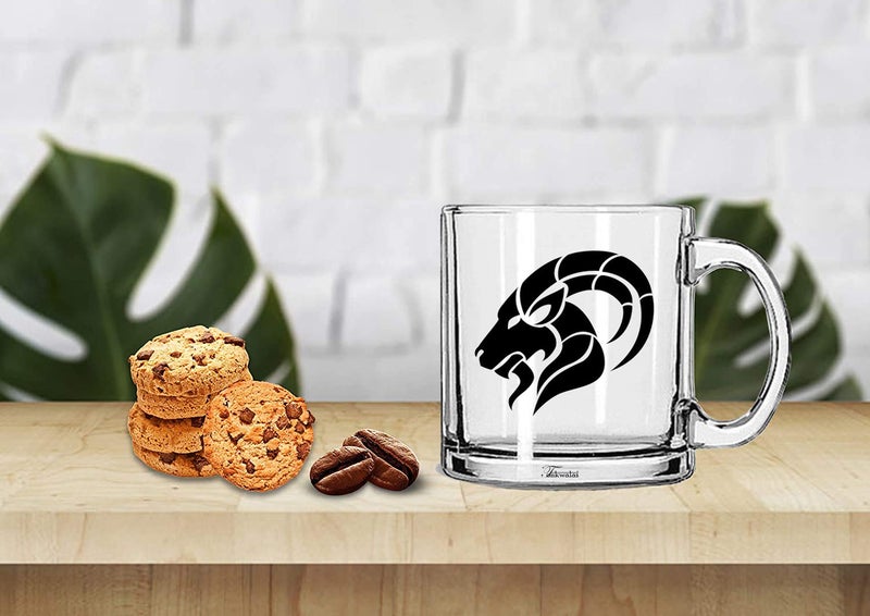 TONKWALAS " Capricorn Sign Printed Quote Transparent Glass Coffee Mug for Gifting (325 ML) - Image 2
