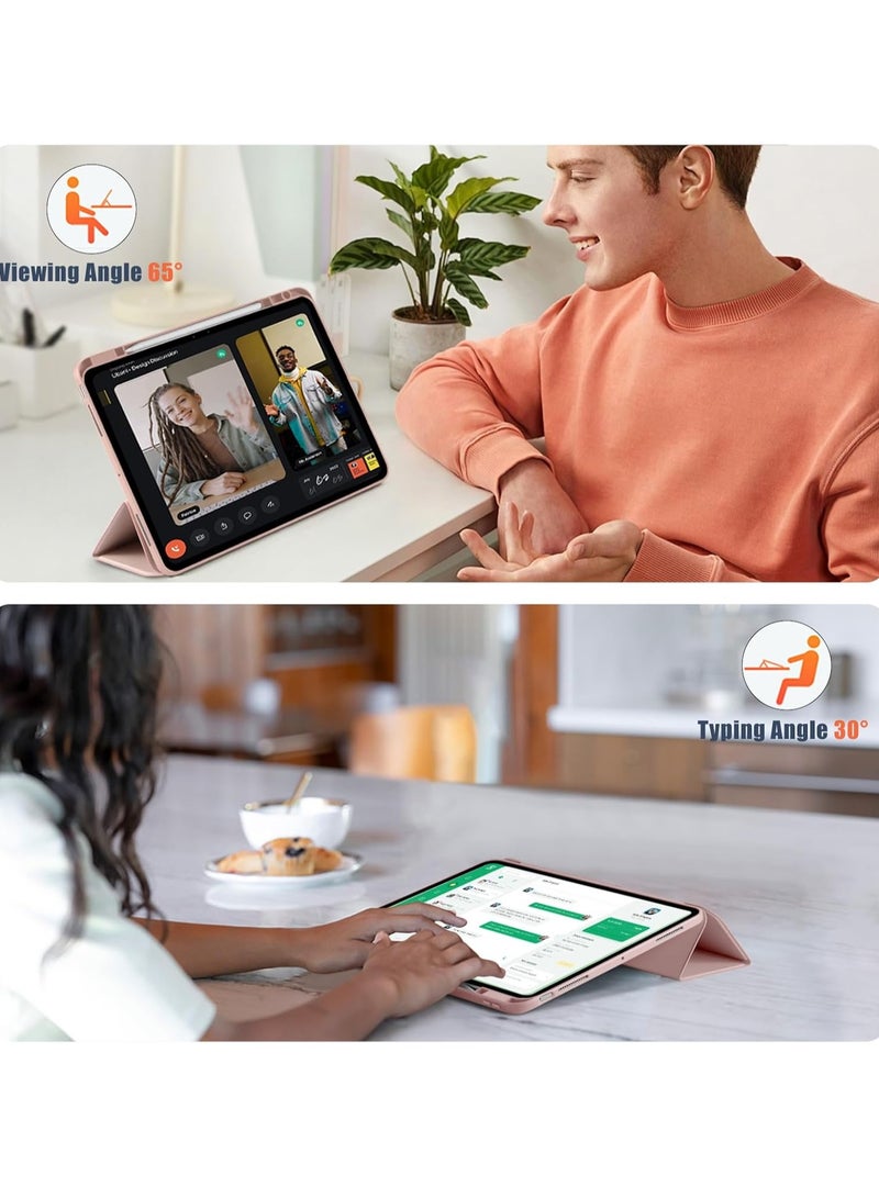 DUSALA Case for iPad Pro 13 Inch (M4) 2024 with Pencil Holder, Slim Stand Protective Cover with Clear Transparent Back Shell for iPad Pro 13 inch Tablet, Support Auto Wake/Sleep, (Pink) - Image 4