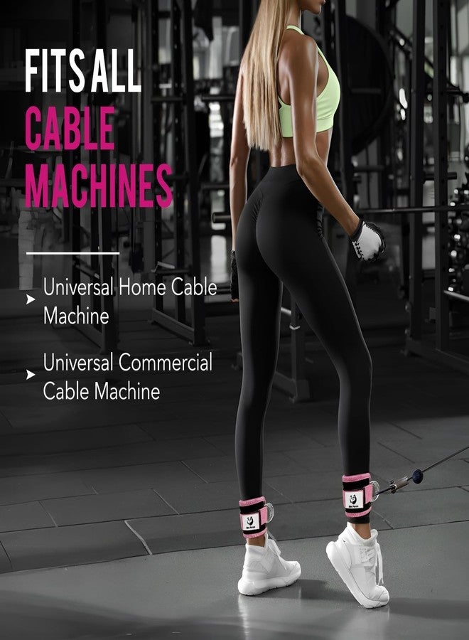 Slim Panda 1 Pair Ankle Straps for Cable Machines for Kickbacks, Glute, Leg Extensions, Curls, and Hip Abductors for Men and Women, Adjustable with Double D-Rings (Pink) - Image 5