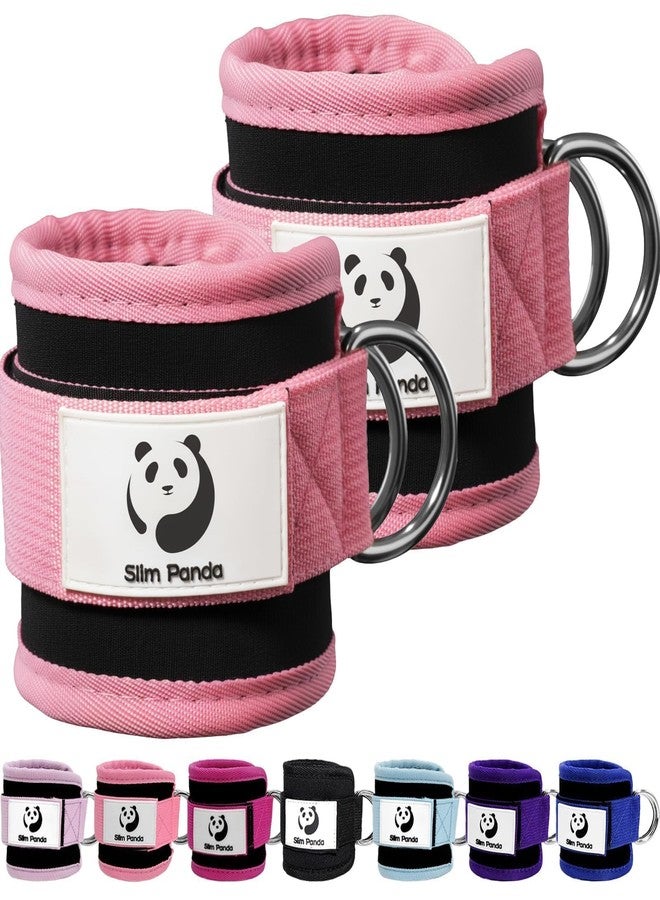 Slim Panda 1 Pair Ankle Straps for Cable Machines for Kickbacks, Glute, Leg Extensions, Curls, and Hip Abductors for Men and Women, Adjustable with Double D-Rings (Pink) - Image 1