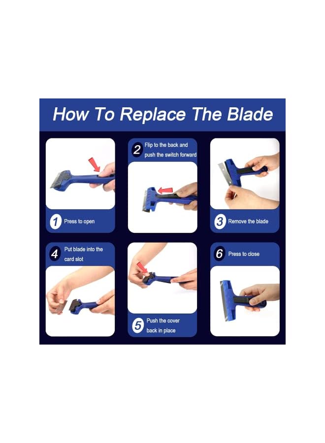 PROMASS Razor Blade Scraper, 4" Scraper Tool with 10 Extra Replacement Metal Blades, Razor Scraper Remover for Cleaning Paint, Caulk, Adhesive, Label, Decal, Sticker from Window, Glass, Tile, Floor, Stove Top  - Image 5