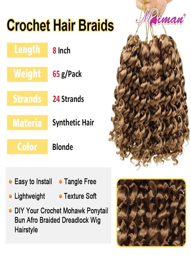 MIMAN 5 Packs 8 Inch Short Jamaican Bounce Crochet Hair Braids Synthetic Beach Curl Ocean Wave Crochet Braiding Hair Extention for Black Women DIY Mohawk Braided Bun Ponytail Hairstyle Blonde - Image 2