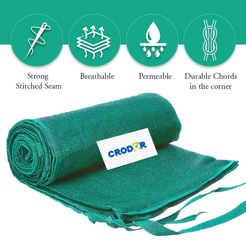 CRODOR Unique Plastic 90 Green Cover Sun Shade Sail with Attached Chords 10 ft x 25 ft Green Garden Green net Shade Balcony shed Cover - Image 3
