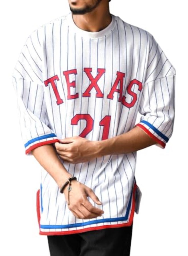 eyebogler Oversized Loose Fit Drop Shooulder Half Sleeves Cotton Blend Baggy Printed T-Shirt for Men - Image 5