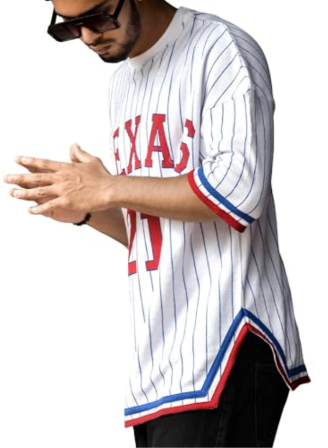 eyebogler Oversized Loose Fit Drop Shooulder Half Sleeves Cotton Blend Baggy Printed T-Shirt for Men - Image 4