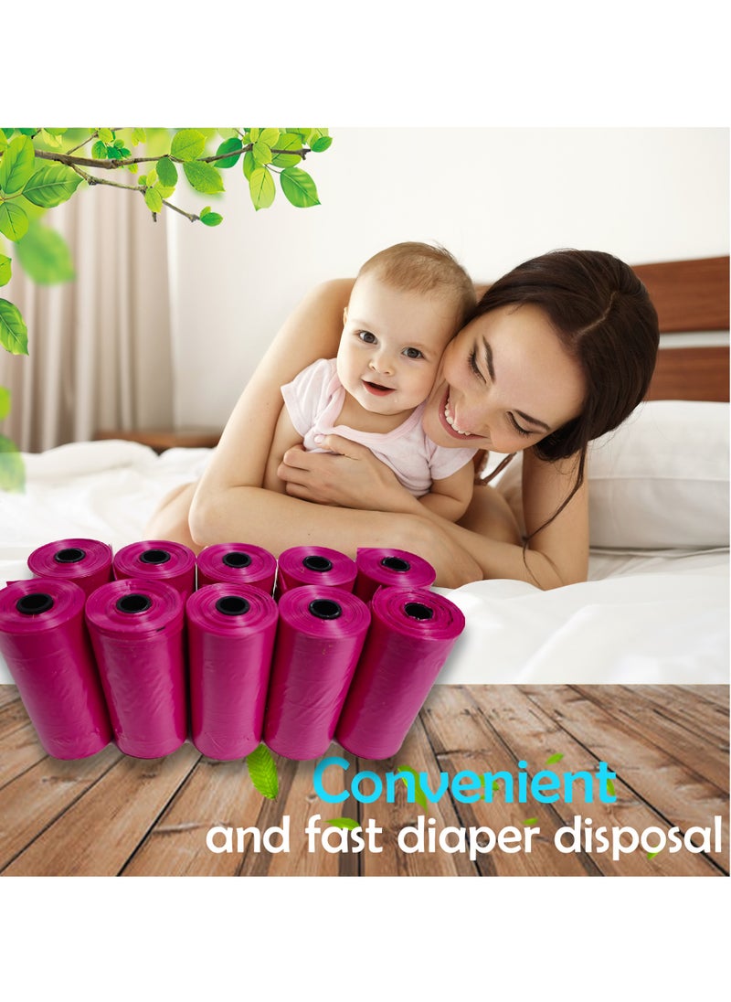 Pack of 10 Scented Diaper Disposable Bags for Babies (15 bags per roll) Dark Pink - pzsku/ZEC57DB503C61DBCD282AZ/45/_/1736312863/1f76e97a-4fd6-4b7a-90e2-a83330d0f0e4