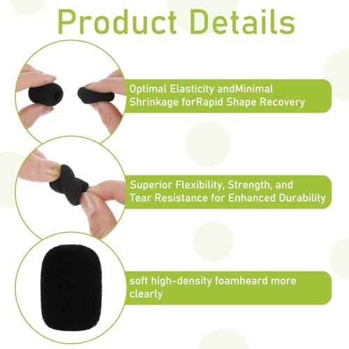 kh Lapel Headset Microphone Windscreen, Mini Size Headset Microphone Foam Cover, Mic Foam Covers for Variety of Headset Microphone, Sponge Material, Noise Reduction (Pack of 10) - Image 4