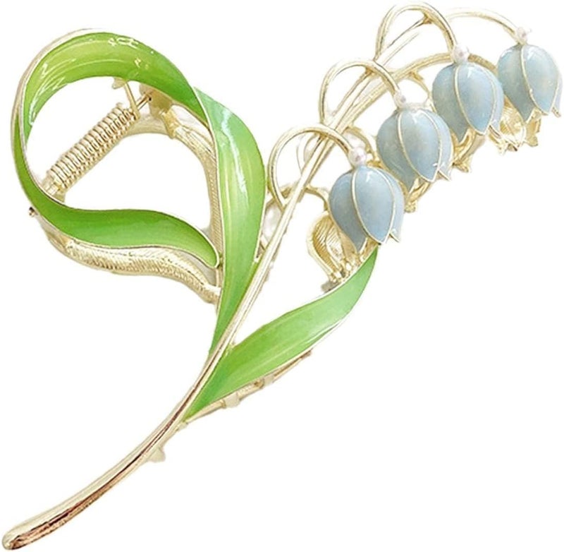 Blue Lily of The Valley Flower Hair Clips Orchid Hair ClampsFlowers Metal Hairpin Lily Flowers Jaw Clamp Hair Styling Hairs Accessories for Thick Thin Hair WomenClips and Barrettes
