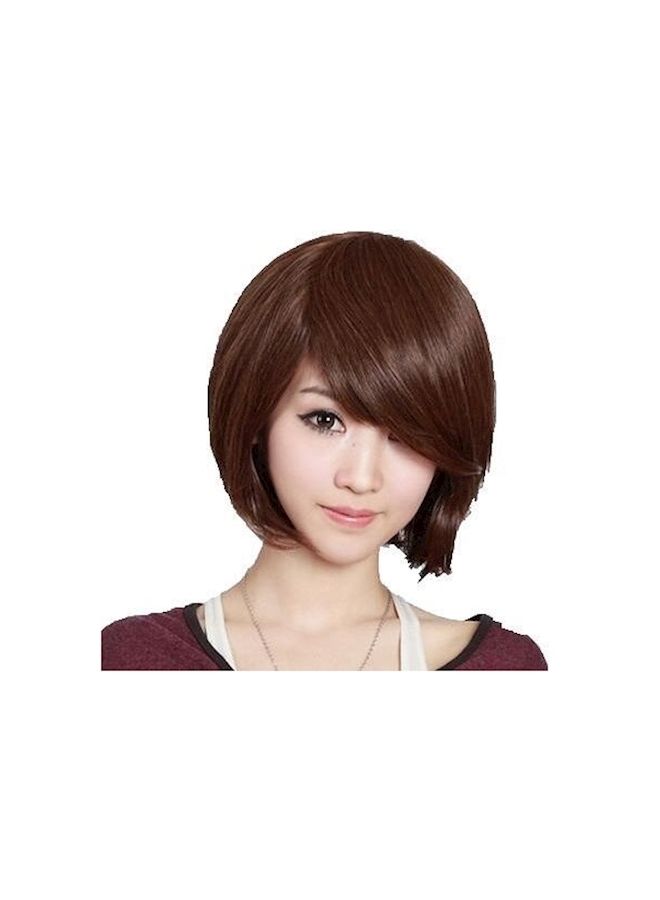 NIBEMINENT Short Straight Hair Wig Brown - Image 1