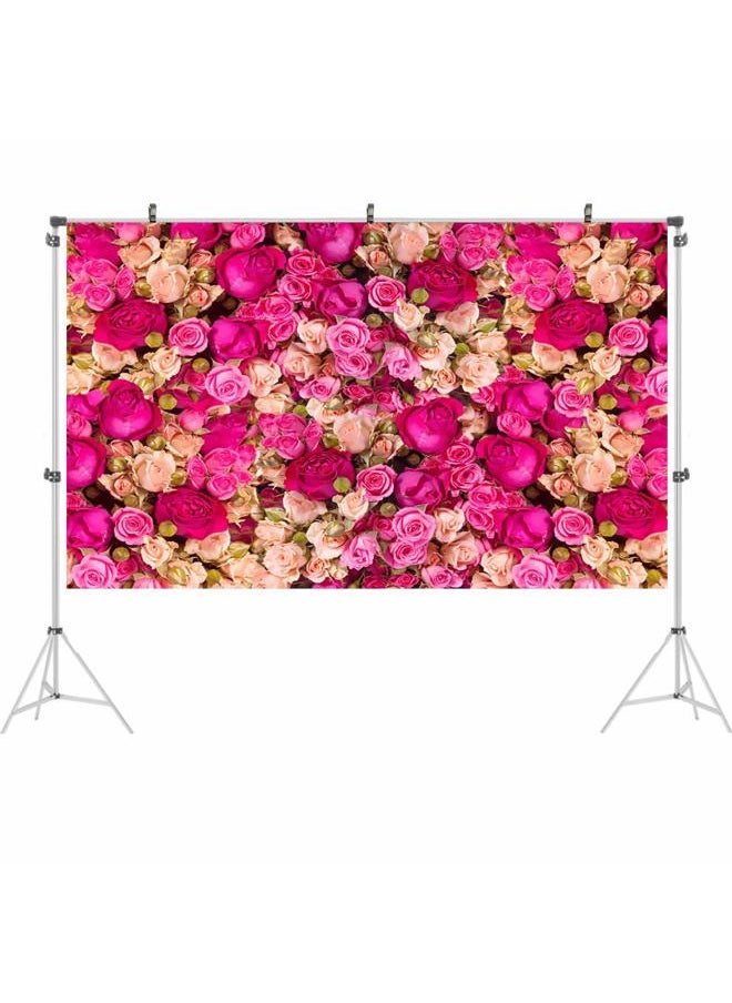 Ticuenicoa - 5x3ft Pink Red Rose Flowers Photography Backdrop Valentine's Day Photo Background Baby Shower Wedding Happy Birthday Decoration Mother's Day Backdrop Blossoms Roses Wall Art for Photo Booth Props - Image 1