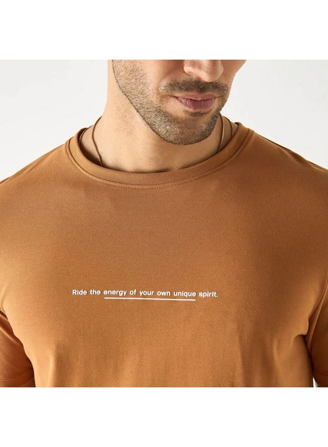 Iconic Iconic Slogan Print Crew Neck T-shirt with Short Sleeves