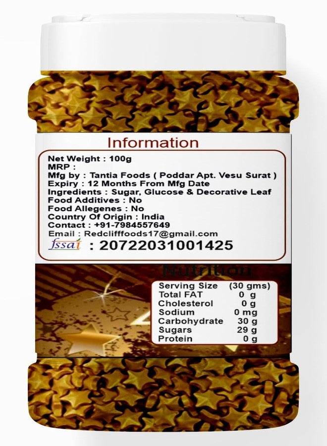 RED CLIFF Edible Multicolour Heart+Golden Star Shape Sprinkles | Metallic Dessert Toppings for Cakes, Cupcakes, Ice Cream & Sweets | Edible Decorative Sugar Sprinkles | Ideal for Baking & Festive Garnishing | 100gx2 | Pack of 2 - Image 3