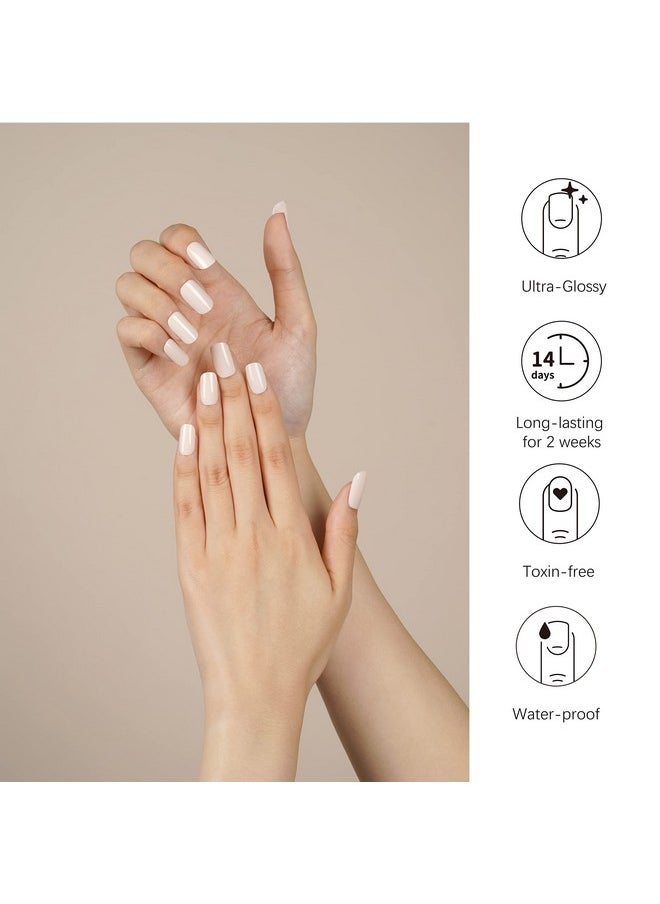 DANNI & TONI - Semi Cured Nail Stickers (Chic Nude) Gel Nail Strips Solid Color Natural Nail Wraps 28 Stickers - Image 1