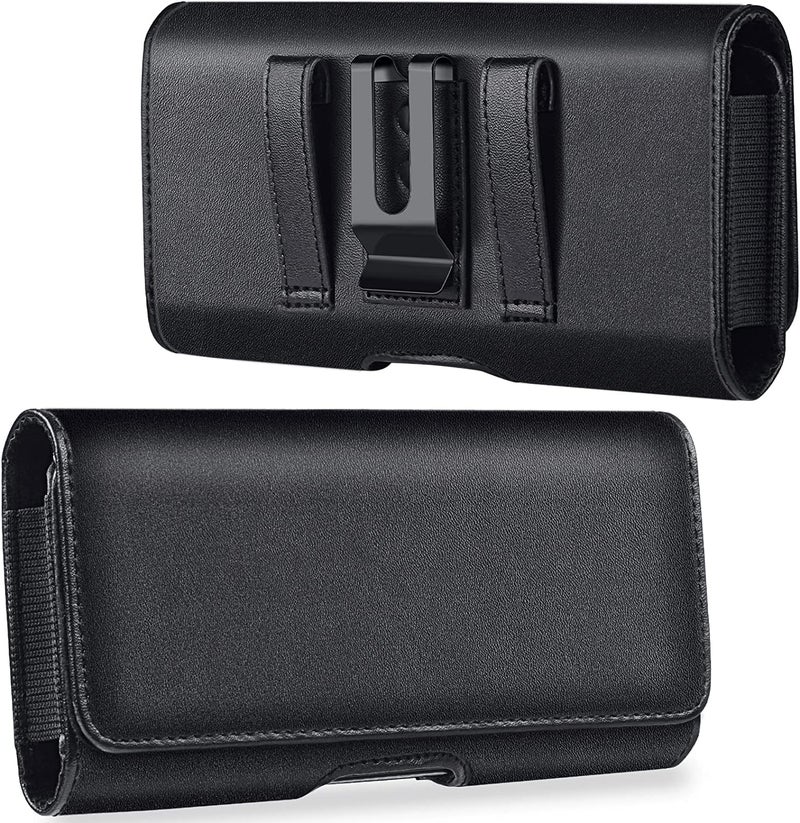 TDG Leather Belt Pouch Holster for Apple iPhone Smartphones & Mobiles (Black, 6.5 inches) - Image 1