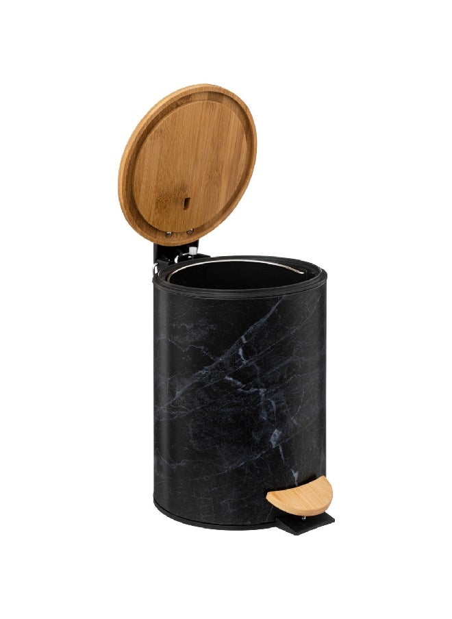 Five Simply Smart Lea Marble Effect Glossy Pedal Bin Black and Brown 3 L 174995B  - Image 2