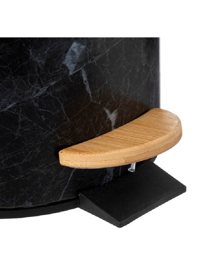 Five Simply Smart Lea Marble Effect Glossy Pedal Bin Black and Brown 3 L 174995B  - Image 4